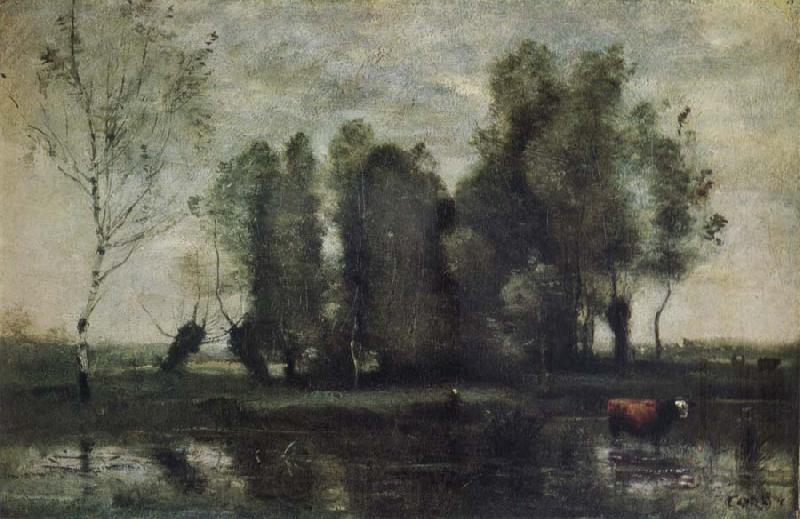 Jean Baptiste Camille  Corot Trees amidst the Marsh Norge oil painting art